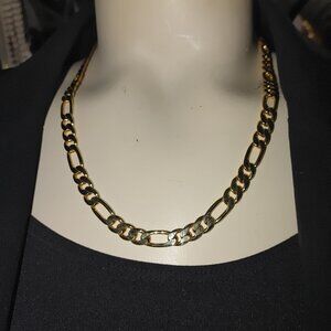 Mens 18K Gold Plated Figaro Chain Necklace 20 Inches Lobster Clasp Quarter Inch